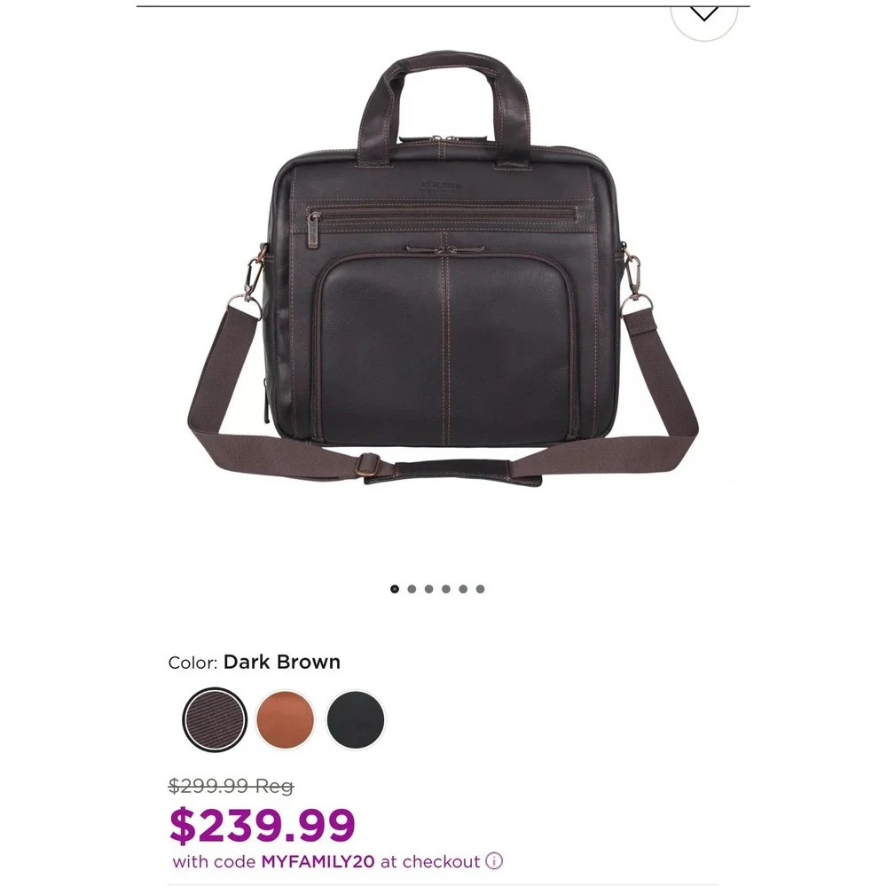 Kenneth Cole Reaction Brown Leather Messenger Bag